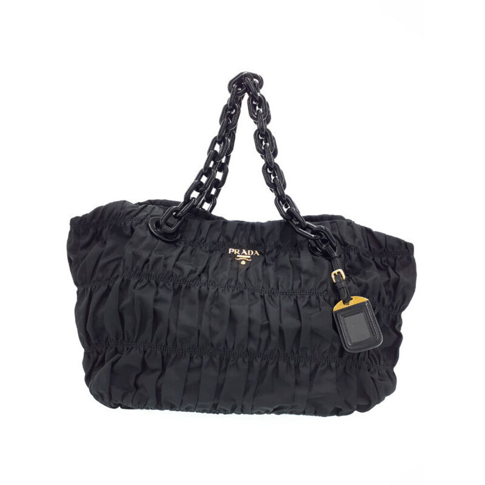 Prada Plachain Gathered Tote Bag Chain